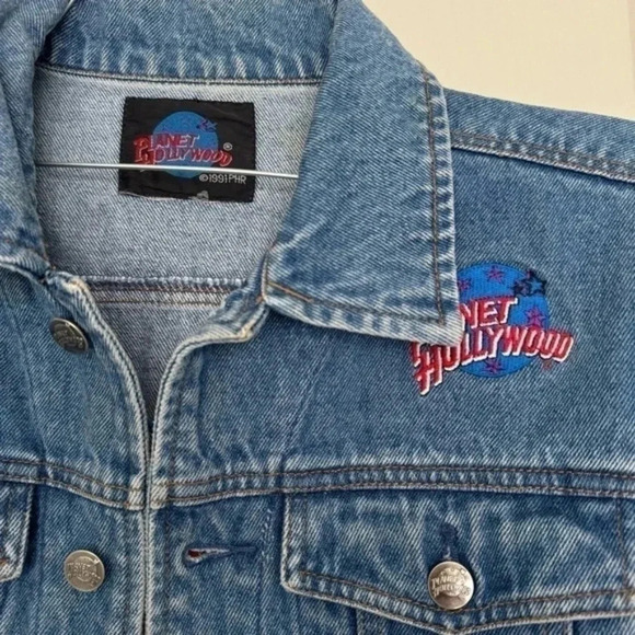Vintage Planet Hollywood Embroidered Denim Jacket - Picture 3 of 4